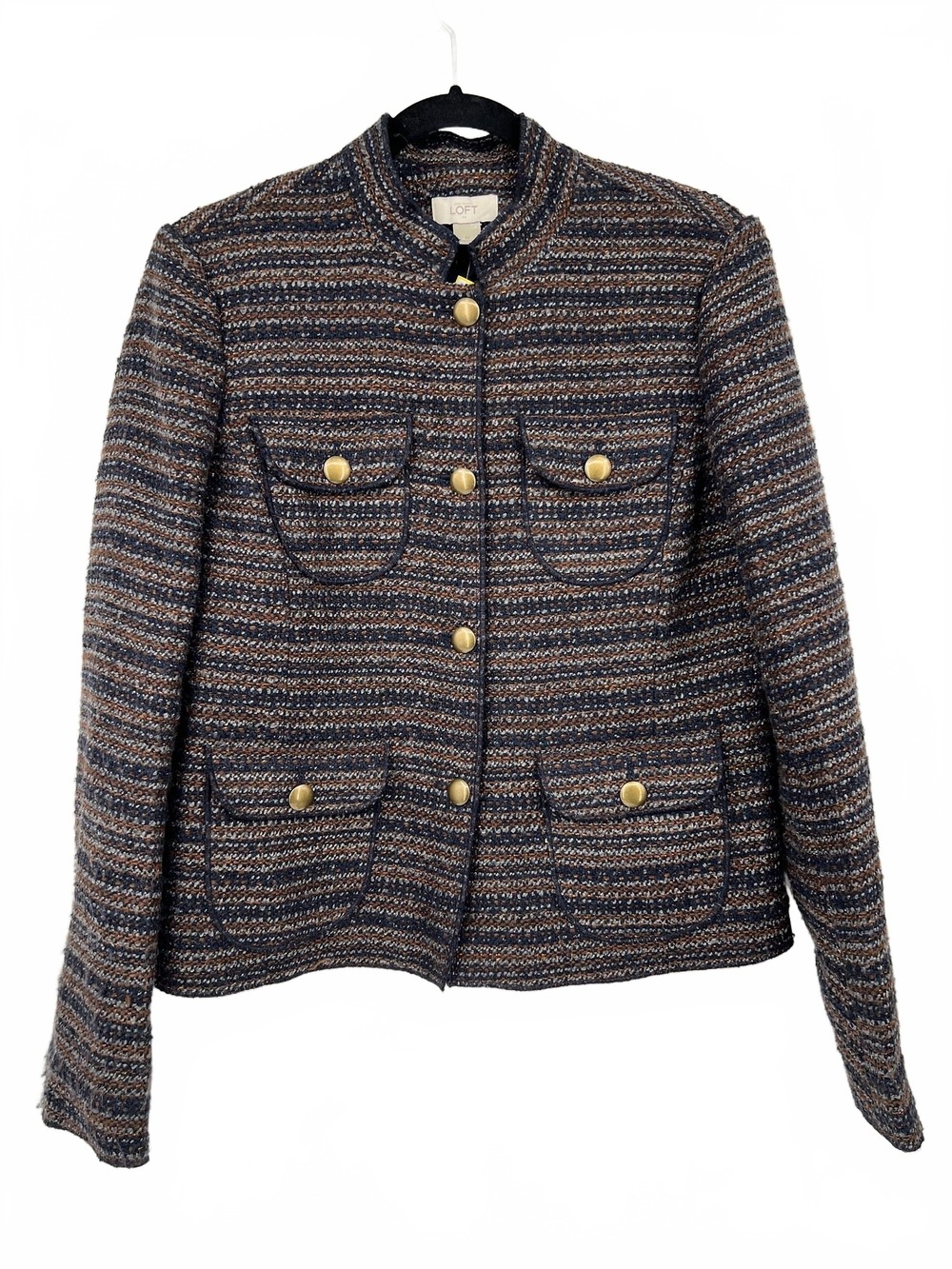 LOFT Blue Tweed Blazer | Women’s M Regular Wool-Blend